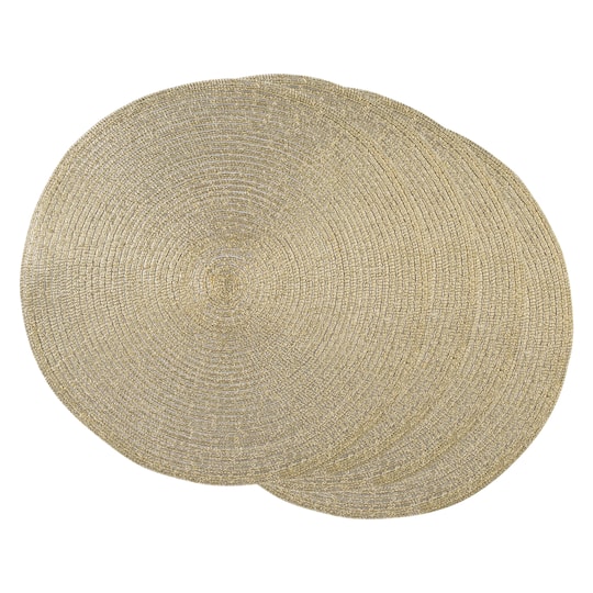 DII® Metallic Gold Round Polypropylene Woven Placemat (Set of 4) in Champagne Gold | 15" | Michaels®